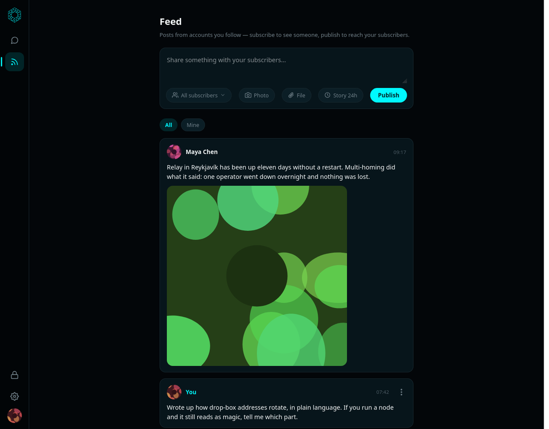 The KARST feed: publications from accounts you follow, with a composer at the top.